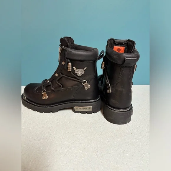 Harley-Davidson Black Motorcycle Boots with Silver Accents Size 6 NWOB - Picture 2 of 8